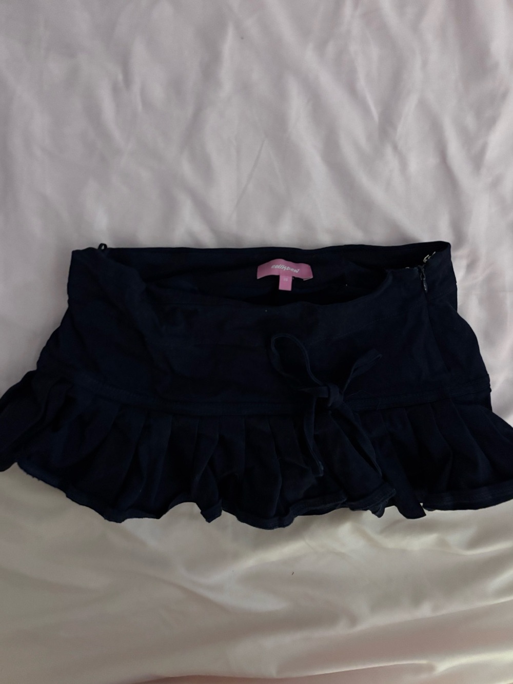 BRAND NEW Edikted Navy Ruffle Tie Mini Skirt